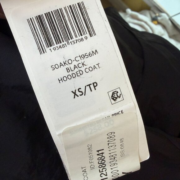 Eileen Fisher Hooded Rain mac jacket size XS Black NEW Organic cotton Nylon - Picture 8 of 10